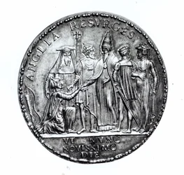 Medaille geslagen door paus Julius III ter herdenking van de restauratie van Engeland naar de Katholieke Kerk, 1554